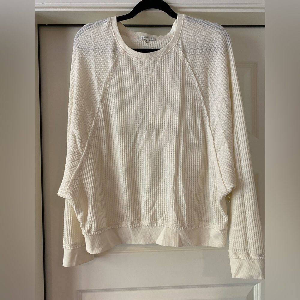 Z Supply cropped thermal, size L, cream colored
